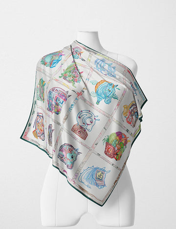 Splicing Colorful Art Print Square Satin Scarf DP25F448