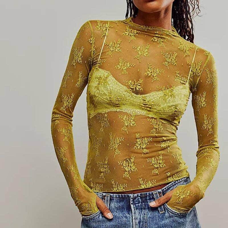 Floral Lace See Through Top - DippedShop Wholesale - #6003
