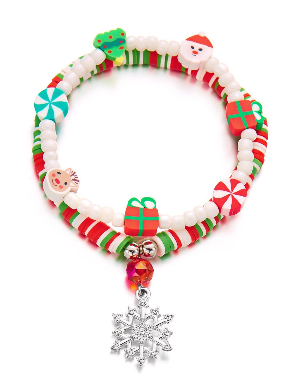 Colorful Beads Christmas Tree Snowflake Bracelets DPJB2003