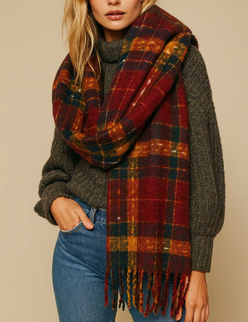 Classic Plaid Thicken Warm Christmas Theme Shawl DP25H416