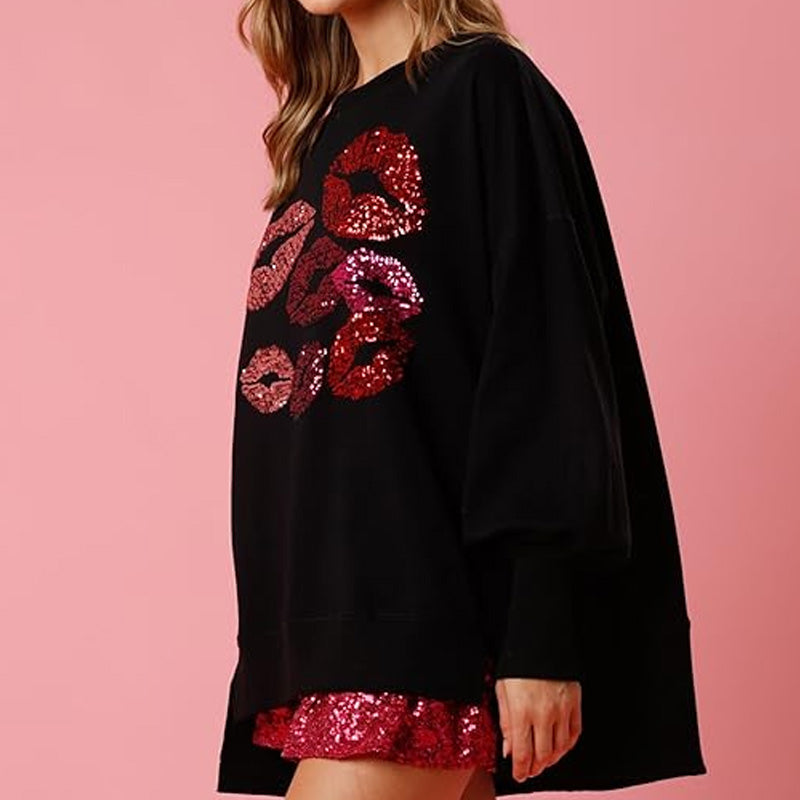Sequins Lip Sweatshirt - DippedShop Wholesale - #7283