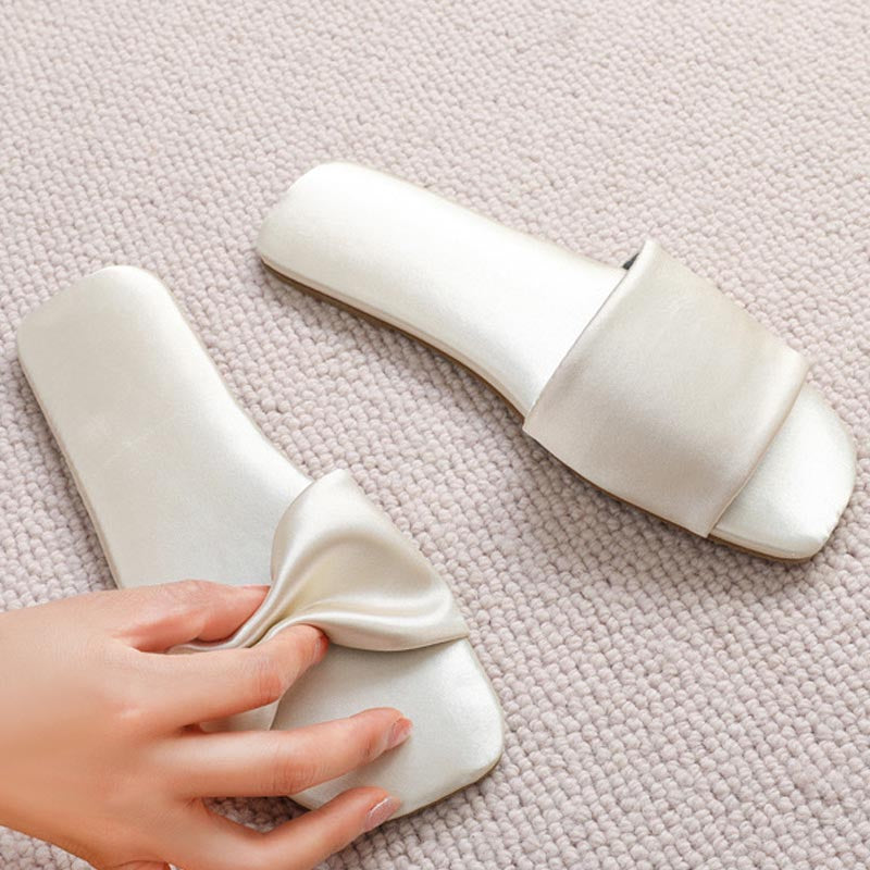 Elegant Solid Color Satin Open Toe Slippers DP25F915