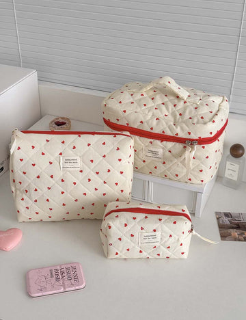 Red Heart Print Large Capacity Makeup Bag DP25E861