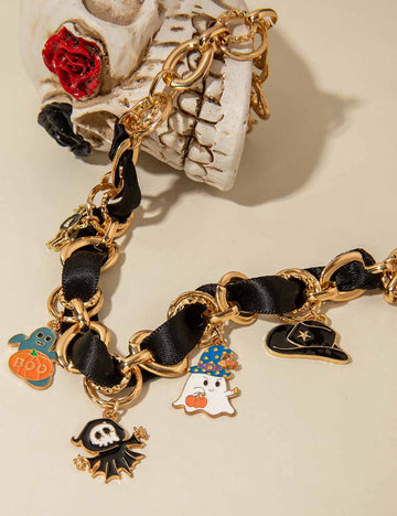 Chain Patchwork Dripping Ghost Halloween Choker DP25G423