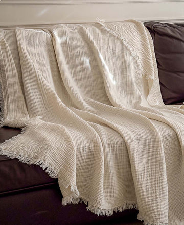Cozy Solid Color Knit Woven Gauze Blanket DP25F932