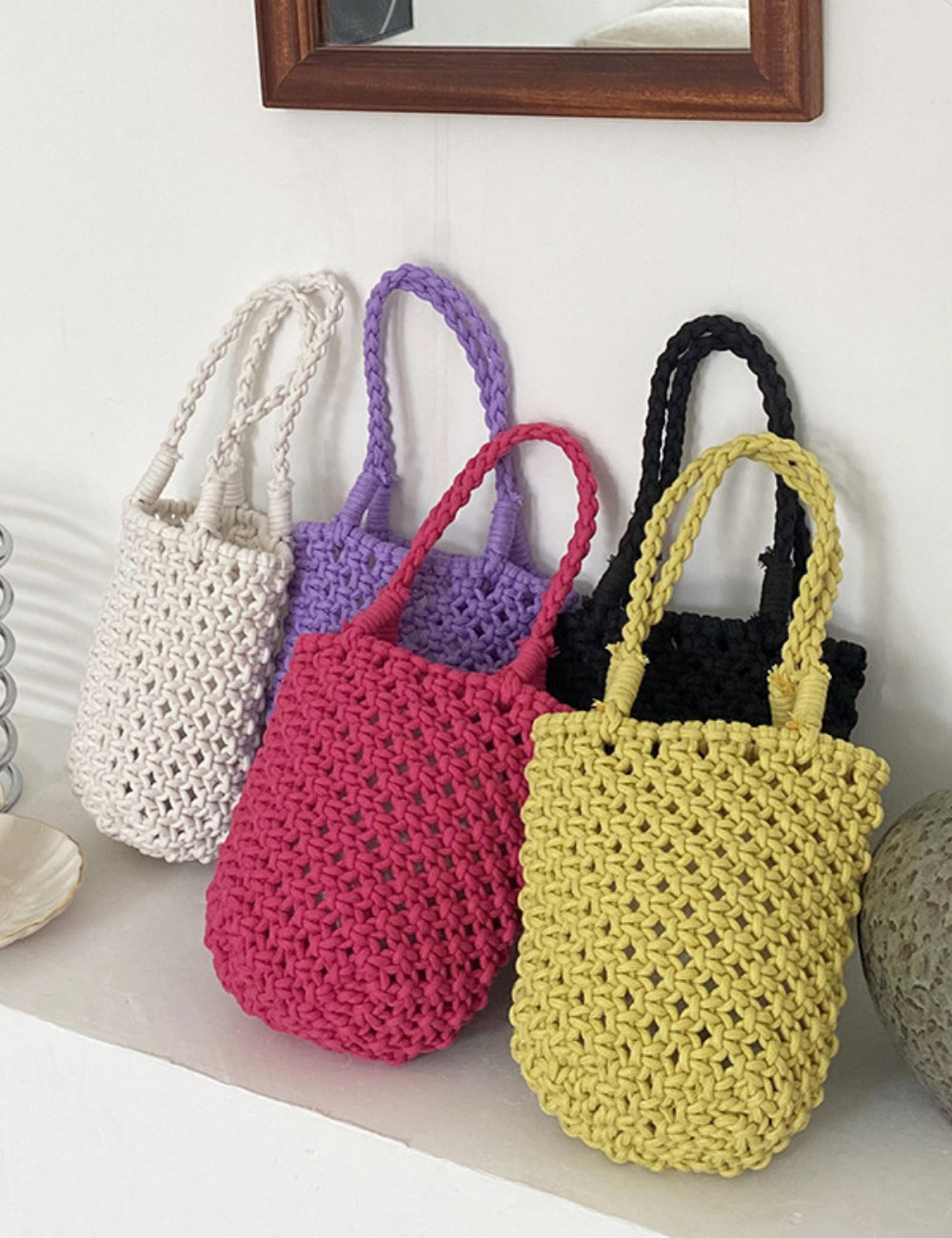 Hollow Out Simple Bucket Woven Bag DPWB5