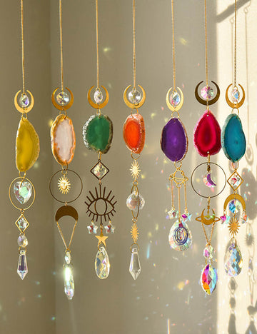 Colorful Agate Sun Moon Crystal Suncatcher DP25D687