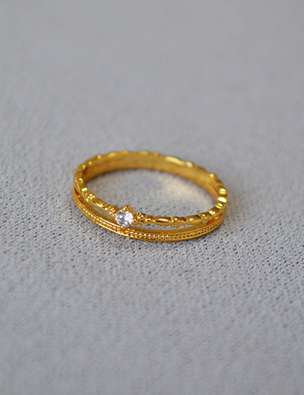 Double-Layer Rhinestone Adjustable Open Ring DP25E748