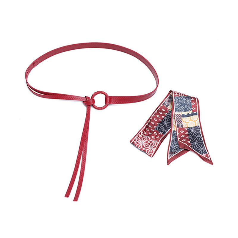 Faux Leather Silk Scarf Belt - DippedShop Wholesale - #7171