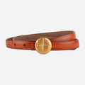Casual Round Gold Buckle Skinny Leather Belt MK2LEEP6W6JBT31