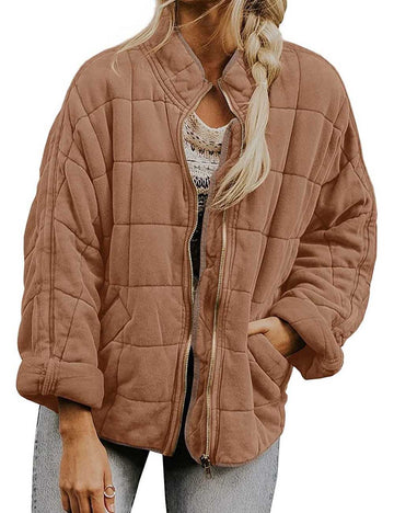 Solid Color Stand Collar Cotton Coat With Pockets DP25G993