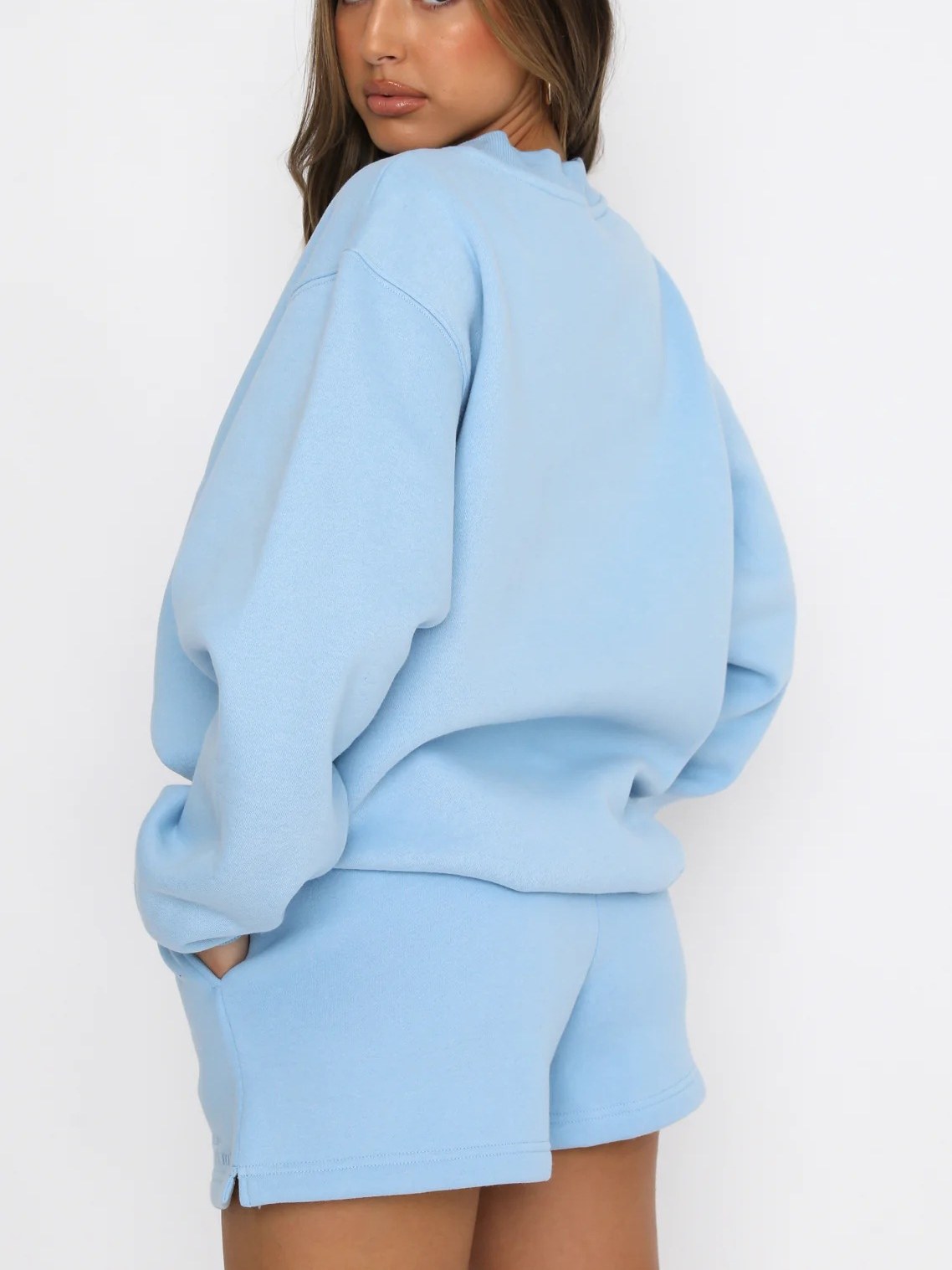 Solid Sweatshirt Short Set - DippedShop Wholesale - #2963
