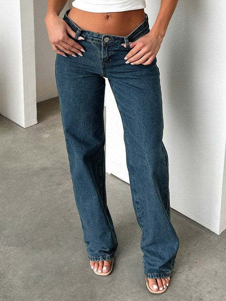 Vintage Low Waist Straight Leg Loose Jeans DP25A484