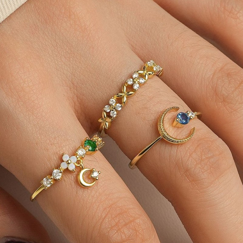 Colorful Zircon Sweet Flower Single Rings DP25B802