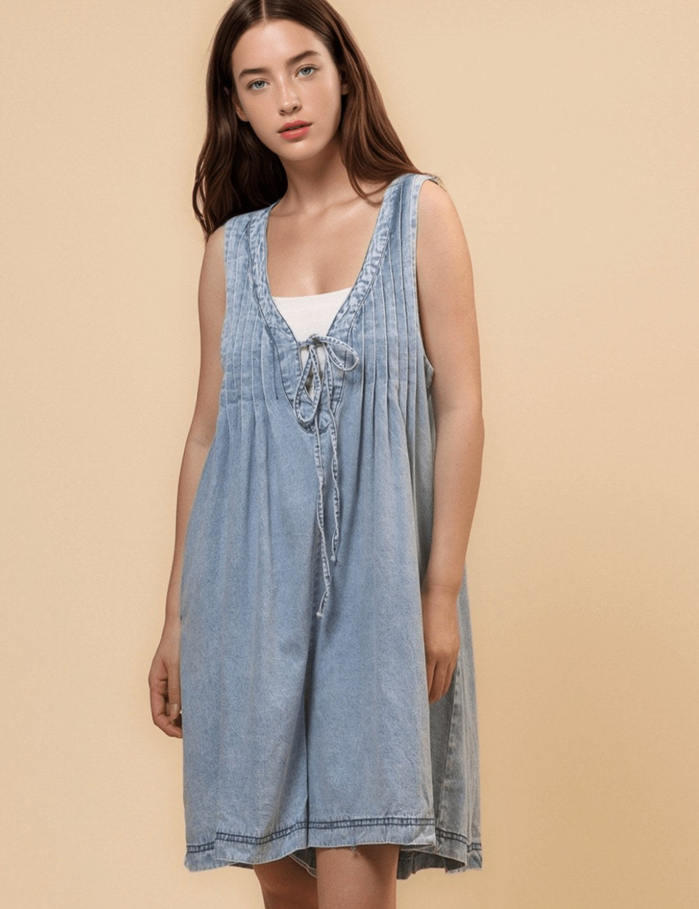 Sleeveless Denim Jumpsuit - DippedShop Wholesale - #1379