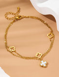 Trendy Four Leaf Clover Layered Chain Anklet 8ZA6JAB14