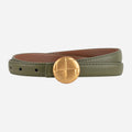 Casual Round Gold Buckle Skinny Leather Belt MK2LEEP6W6JBT31