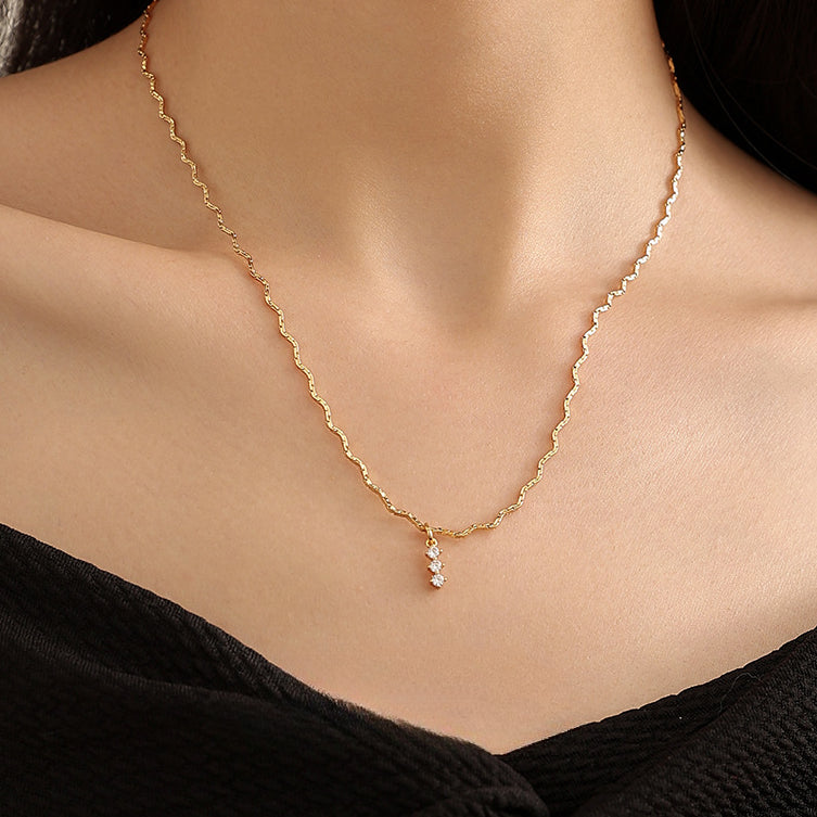 Zircon Delicate Elegant Wave Necklaces DPJN2007