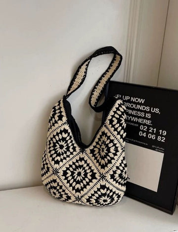 Color Block Braided Hollow Shoulder Bag DP25809