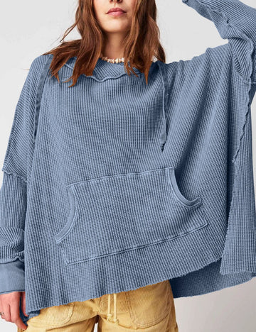 Solid Color Loose Split Hooded Sweatshirt DPT251604