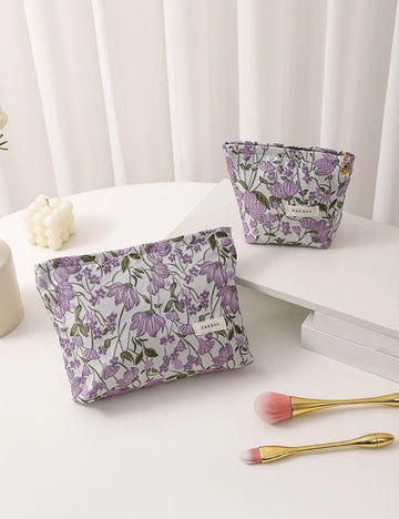 Purple Floral Jacquard Cosmetic Bag DPB1024