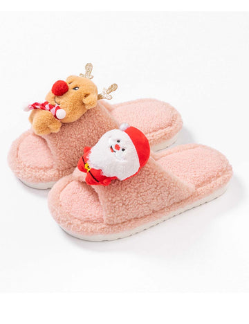 Soft Plush Fleece Open Toe Indoor Slippers DP25H481