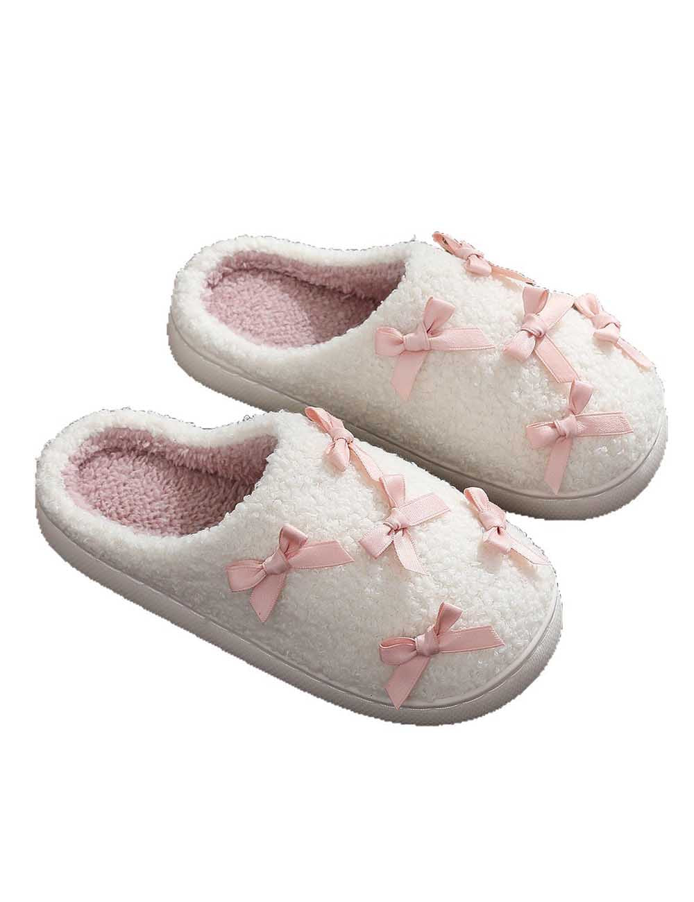 Bow Knot Plush Warm Winter Indoor Slippers DP25H515