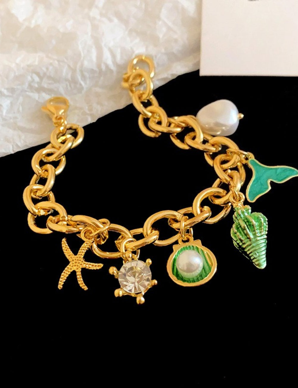 Stylish Gold Plated Pearl Tass - DippedShop Wholesale - #7027