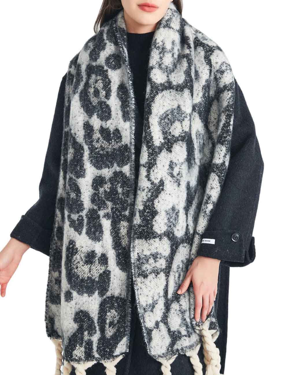 Winter Color Contrast Tassel Thick Warm Scarf DP25G583