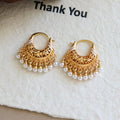 Bohemian Pearl Tassel Hoop Earrings - DippedShop Wholesale - #3267