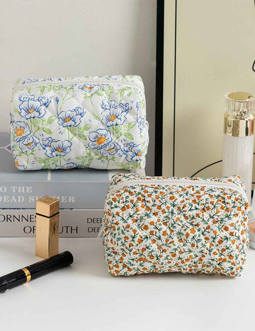 Floral Print Square Quilted Makeup Bag DP25E862