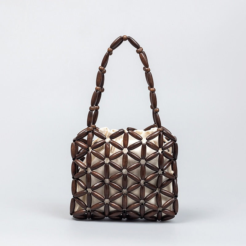 Wooden Bead Drawstring Handbag DP25B736