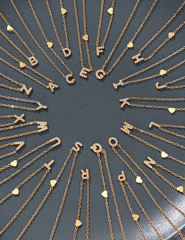 Gold Letter Pendant Choker - DippedShop Wholesale - #2179