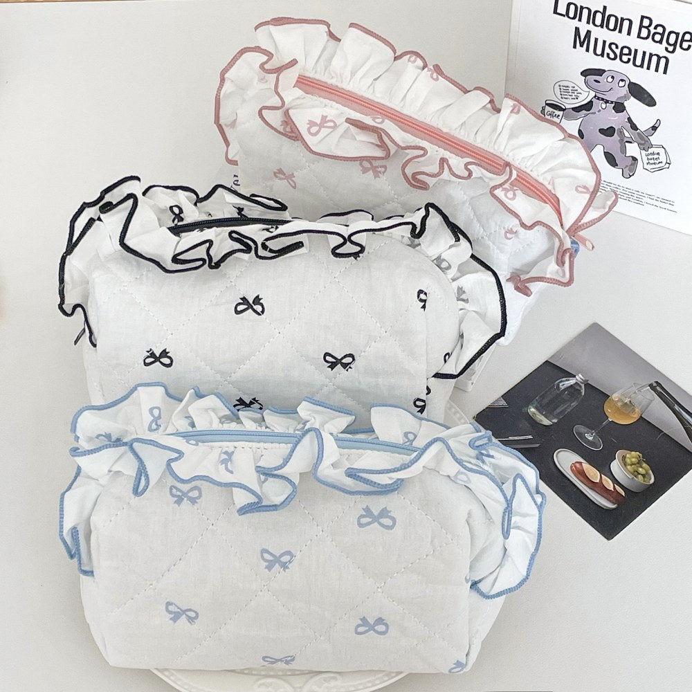 Flounce Bow Print Sweet Make Up Bag DP25A540
