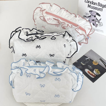 Flounce Bow Print Sweet Make Up Bag DP25A540