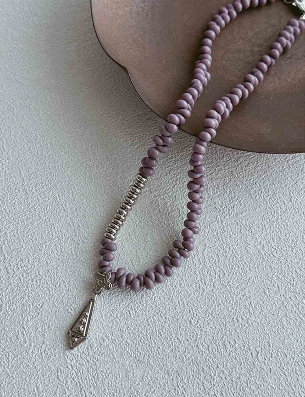 Vintage Czech Beads Clover Pendant Necklace DP25F834