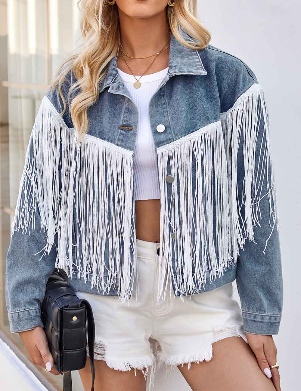 Trendy Washed Tassel Long Sleeve Jacket DP25E830