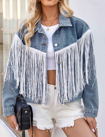 Trendy Washed Tassel Long Sleeve Jacket DP25E830