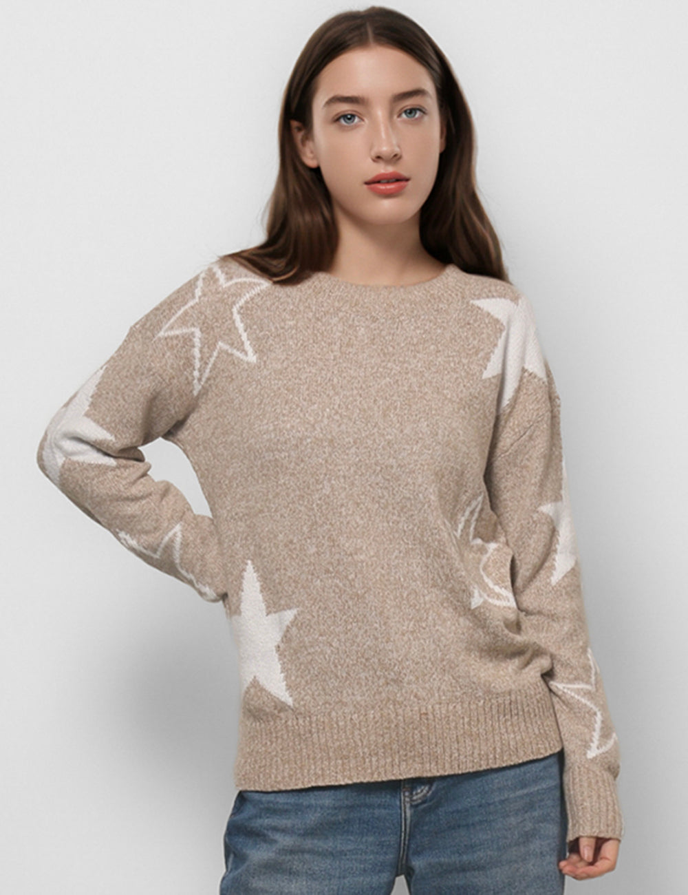 Star Print Loose Casual Pullover Sweater DPT4766