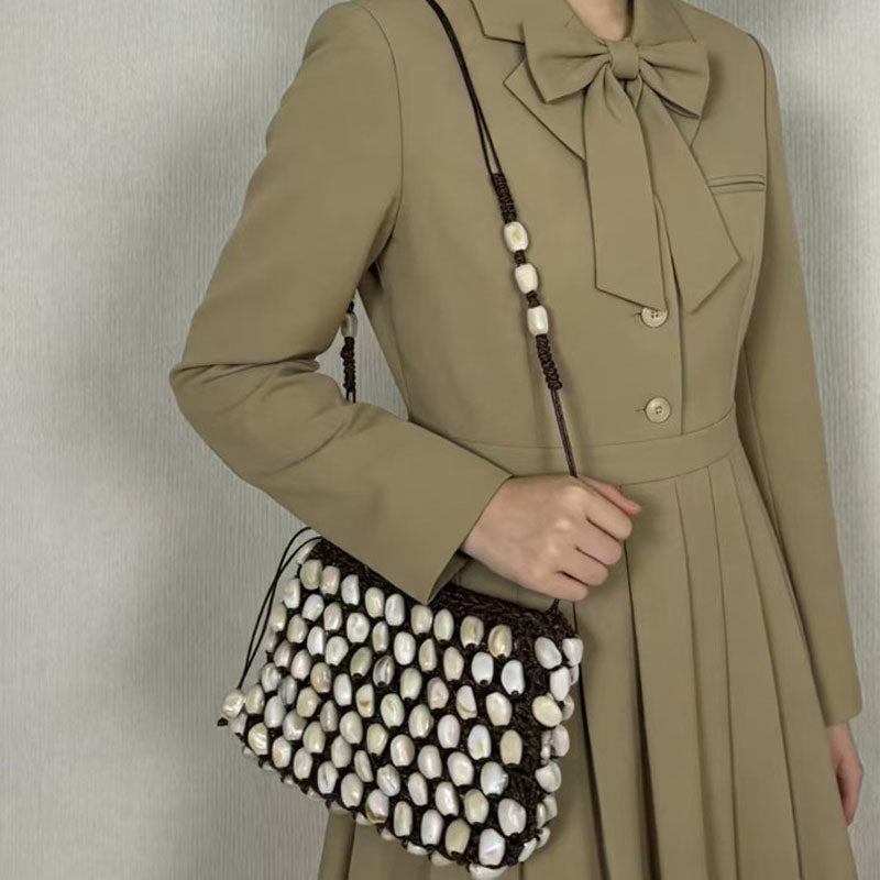 Beaded Woven Shoulder Bag - DippedShop Wholesale - #6611
