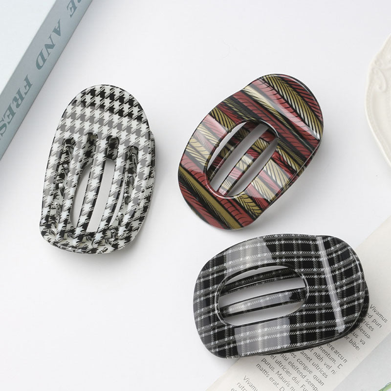 Color Block Plaid Hair Claw - DippedShop Wholesale - #0531