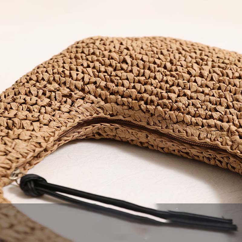 Straw Woven Crescent Handbag - DippedShop Wholesale - #4019