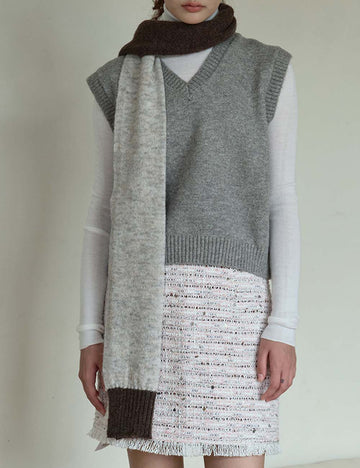 Simple Soft Wool Blend Color Block Warm Scarf DP25H672