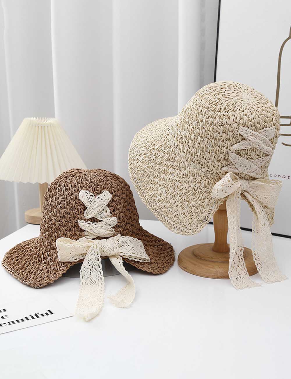 Lace Strap Straw Hat - DippedShop Wholesale - #5523