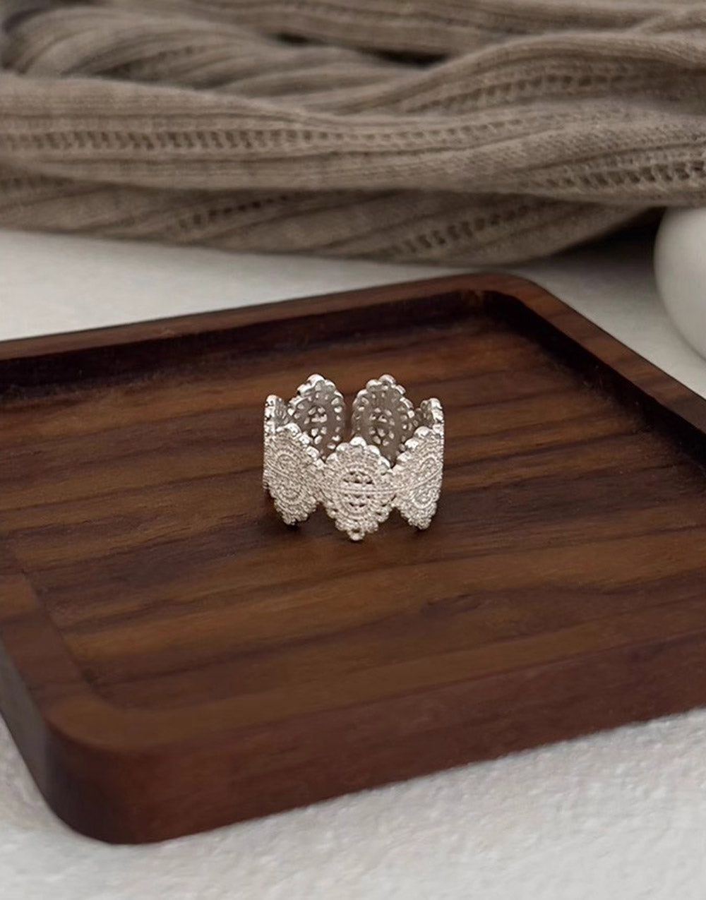 Vintage Lace Hollow Out Silver Rings DP25D872