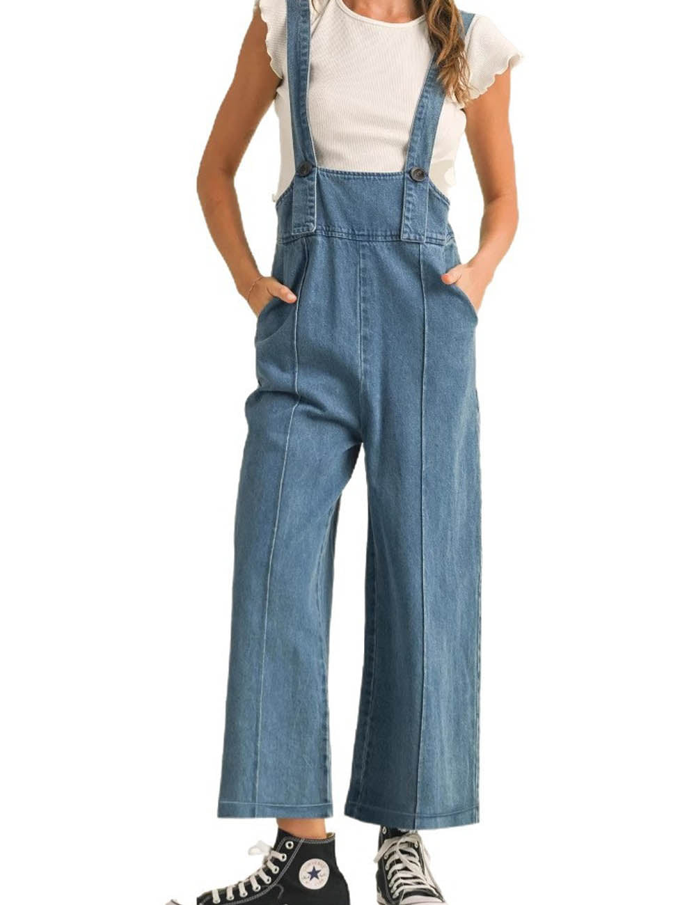 Casual Loose Wide Leg Denim Overalls DP25G674