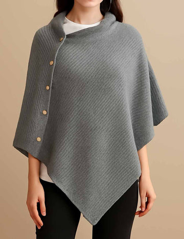 Elegant Winter Cozy Knitted Button Cape Scarf DP25G599