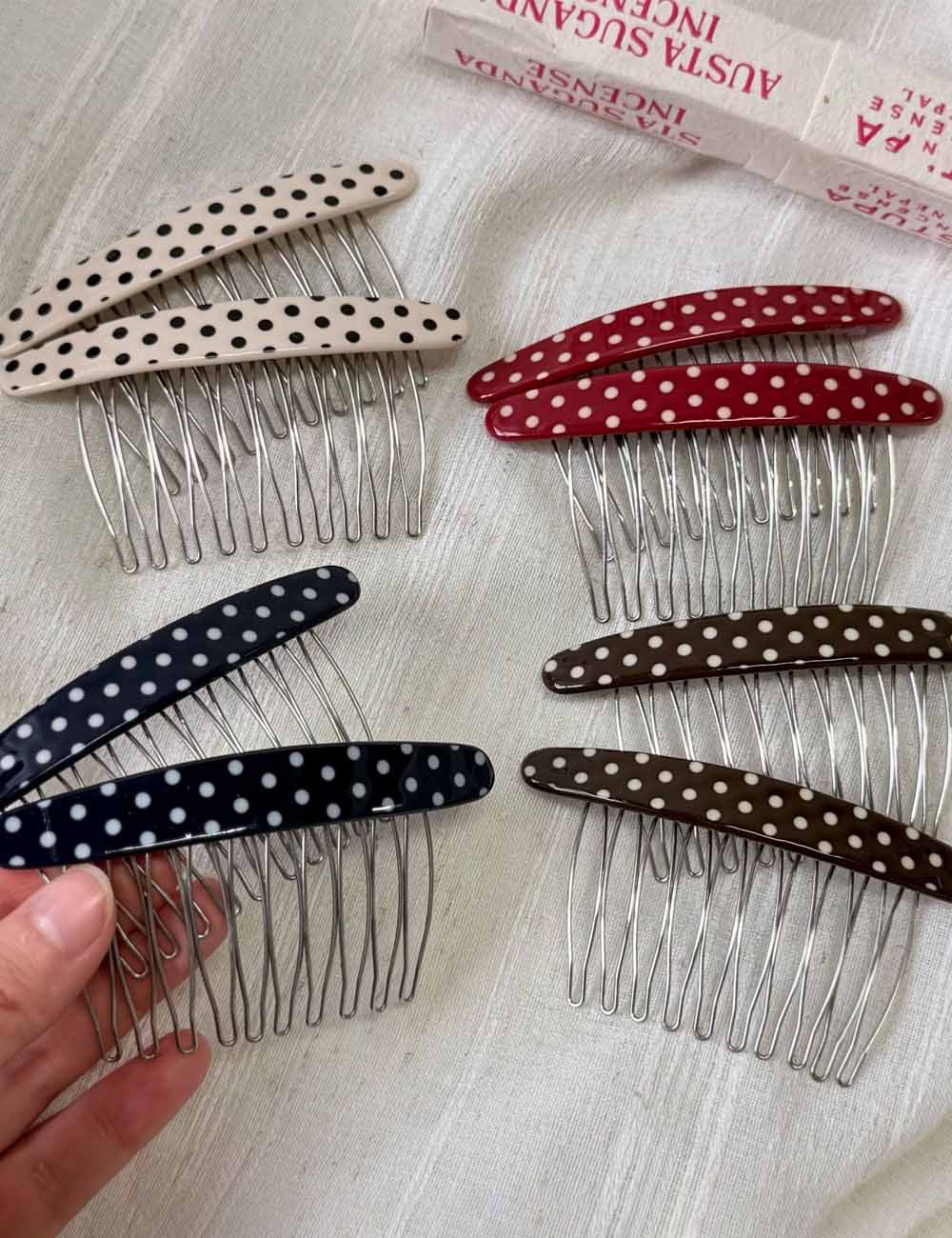Acetate Polka Dot Fringe Comb - DippedShop Wholesale - #7171