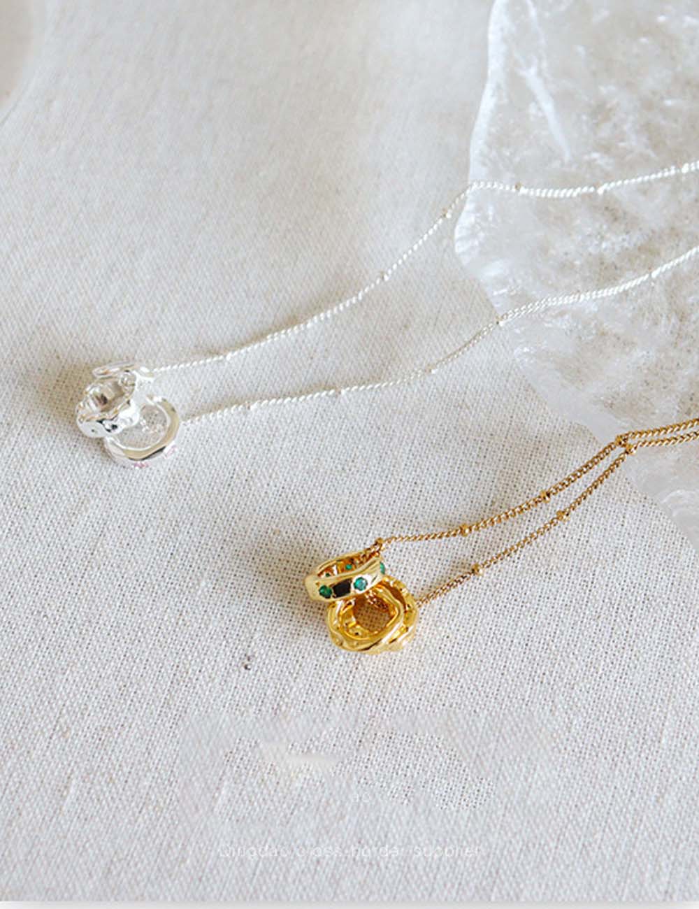 Gold Plated CZ Chain Necklace - DippedShop Wholesale - #3891