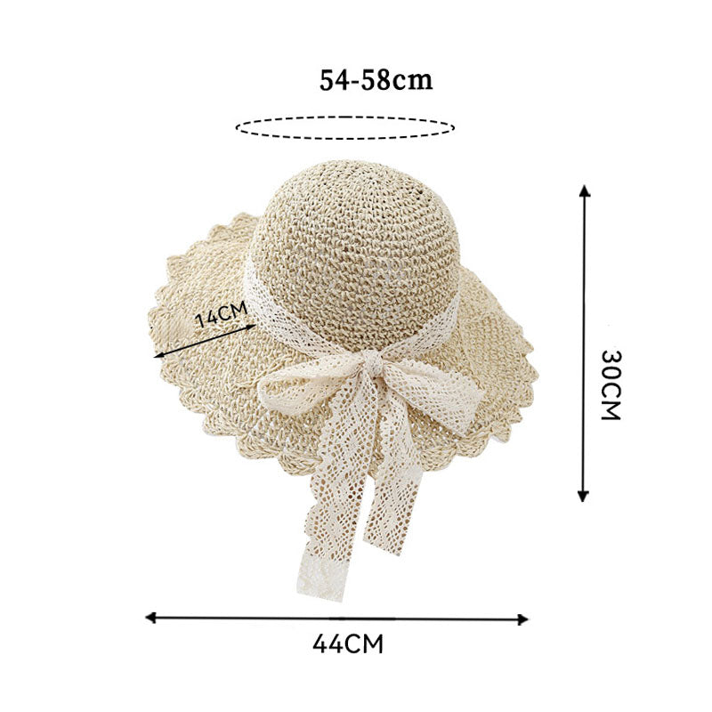 Lace Bowknot Straw Hat - DippedShop Wholesale - #0083